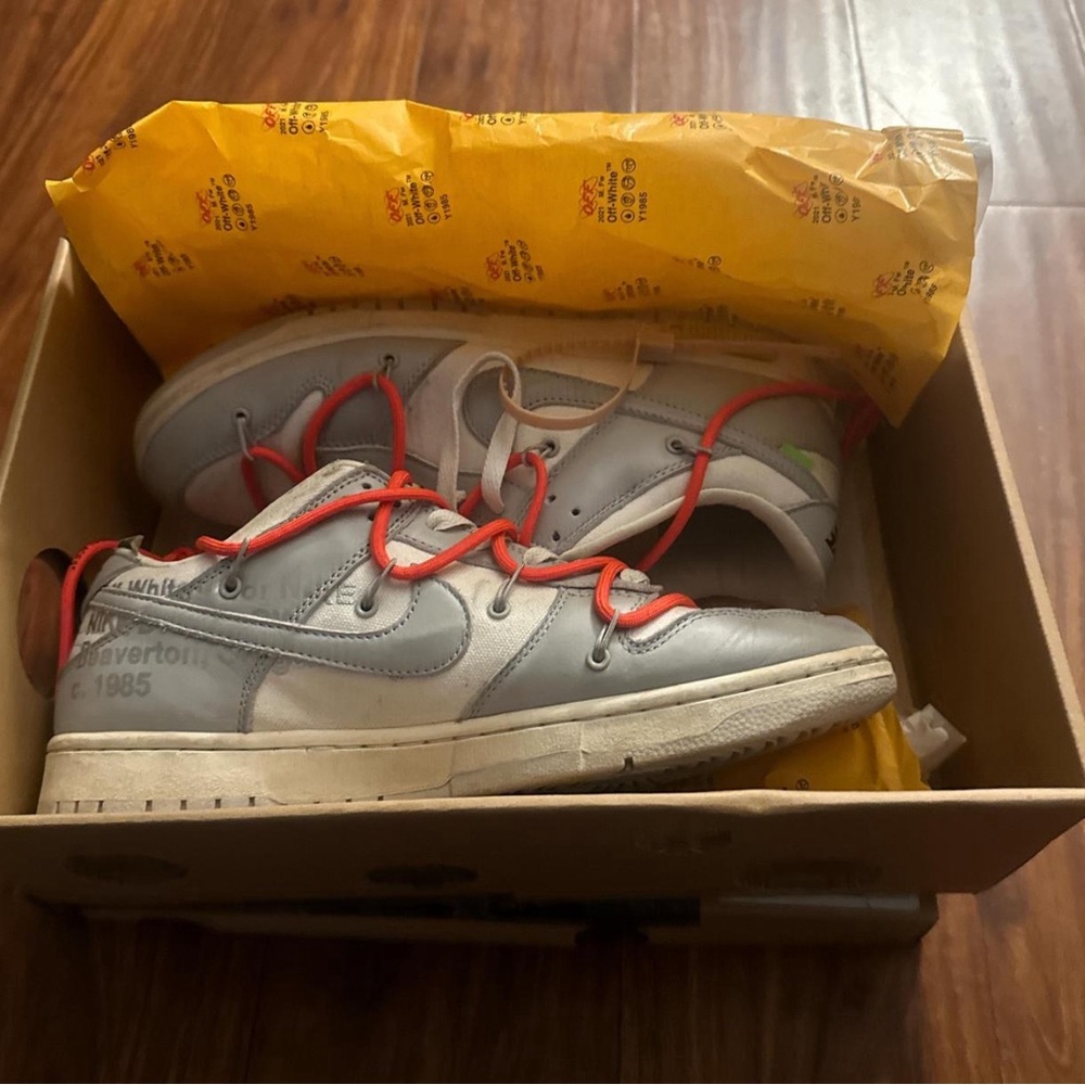 ff-White “lot 27” Gray and White Sneakers